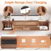 imageLifewit Floating TV Stand for up to 50quot TV Wall Mounted Entertainment Center with Power Outlets and USB Ports Large Storage Space with Sliding Tabletop Open Shelves WhiteWalnut