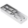 imageLifewit Compact Silverware Organizer for Kitchen Drawer Narrow Flatware Tray Holder Plastic Cutlery Spoons Forks and Knives Storage WhiteampampGray 1 PackGrayWhite