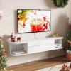 imageLifewit Floating TV Stand for up to 50quot TV Wall Mounted Entertainment Center with Power Outlets and USB Ports Large Storage Space with Sliding Tabletop Open Shelves WhiteWhite