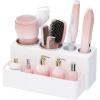 imageLifewit Hair Tools Organizer for Vanity Countertop Blow Dryer Holder Acrylic Hot Tool Organizer for Hair Dryer Brush Curling Iron Straightener in Bathroom 4 Stainless Cups WhiteWhite