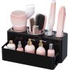 imageLifewit Hair Tools Organizer for Vanity Countertop Blow Dryer Holder Acrylic Hot Tool Organizer for Hair Dryer Brush Curling Iron Straightener in Bathroom 4 Stainless Cups WhiteBlack