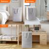 imageLifewit 75L x 2 Pack Collapsible Laundry Hamper LargeTall Foldable Dirty Clothes Baskets Waterproof Freestanding Double Bags with Easy Carry Handles in Dorm Bedroom Bathroom College Grey