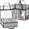 imageLifewit DVD Storage Bags 3 Pack for 270 Pcs DVDs 90 Each Clear PVC Plastic DVD Organizer with Handles and Zipper Media Holder for Blu Ray Disc Movie Cases VHS Box Video Game Disks Albums2