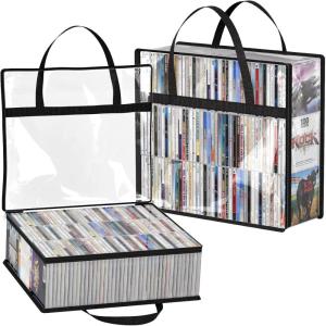 imageLifewit DVD Storage Bags 3 Pack for 270 Pcs DVDs 90 Each Clear PVC Plastic DVD Organizer with Handles and Zipper Media Holder for Blu Ray Disc Movie Cases VHS Box Video Game Disks Albums2