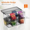 imageLifewit 2 Pack Plastic Stackable Tea Bag Organizer Divided Storage Bin Box for Kitchen Cabinets Countertops Pantry Hold Coffee Pods Sugar Packets Condiments 8 SectionsBlack