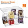 imageLifewit 2 Pack Plastic Stackable Tea Bag Organizer Divided Storage Bin Box for Kitchen Cabinets Countertops Pantry Hold Coffee Pods Sugar Packets Condiments 8 SectionsClear