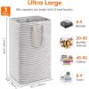 imageLifewit 3 Pack Laundry Hamper Large Collapsible Laundry Baskets Freestanding Waterproof Clothes Hamper with Easy Carry Handles in Laundry Room Bedroom Bathroom College Dorm for Adults Black 3 x 80LGrey