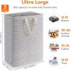 imageLifewit 3 Pack Laundry Hamper Large Collapsible Laundry Baskets Freestanding Waterproof Clothes Hamper with Easy Carry Handles in Laundry Room Bedroom Bathroom College Dorm for Adults Black 3 x 80LGrey