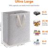 imageLifewit 3 Pack Laundry Hamper Large Collapsible Laundry Baskets Freestanding Waterproof Clothes Hamper with Easy Carry Handles in Laundry Room Bedroom Bathroom College Dorm for Adults Black 3 x 80LGrey