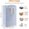 imageLifewit 3 Pack Laundry Hamper Large Collapsible Laundry Baskets Freestanding Waterproof Clothes Hamper with Easy Carry Handles in Laundry Room Bedroom Bathroom College Dorm for Adults Black 3 x 80LBlue