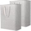 imageLifewit 3 Pack Laundry Hamper Large Collapsible Laundry Baskets Freestanding Waterproof Clothes Hamper with Easy Carry Handles in Laundry Room Bedroom Bathroom College Dorm for Adults Black 3 x 80LGrey