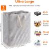 imageLifewit 3 Pack Laundry Hamper Large Collapsible Laundry Baskets Freestanding Waterproof Clothes Hamper with Easy Carry Handles in Laundry Room Bedroom Bathroom College Dorm for Adults Black 3 x 80LGrey