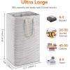 imageLifewit 3 Pack Laundry Hamper Large Collapsible Laundry Baskets Freestanding Waterproof Clothes Hamper with Easy Carry Handles in Laundry Room Bedroom Bathroom College Dorm for Adults Black 3 x 80LGrey