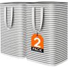 imageLifewit 3 Pack Laundry Hamper Large Collapsible Laundry Baskets Freestanding Waterproof Clothes Hamper with Easy Carry Handles in Laundry Room Bedroom Bathroom College Dorm for Adults Black 3 x 80LBlack