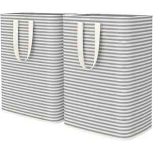 imageLifewit 3 Pack Laundry Hamper Large Collapsible Laundry Baskets Freestanding Waterproof Clothes Hamper with Easy Carry Handles in Laundry Room Bedroom Bathroom College Dorm for Adults Black 3 x 80LGrey