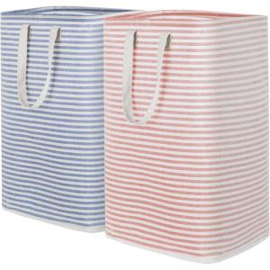 imageLifewit 3 Pack Laundry Hamper Large Collapsible Laundry Baskets Freestanding Waterproof Clothes Hamper with Easy Carry Handles in Laundry Room Bedroom Bathroom College Dorm for Adults Black 3 x 80LBluePink