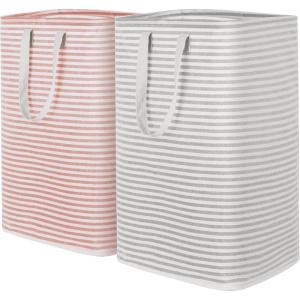 imageLifewit 3 Pack Laundry Hamper Large Collapsible Laundry Baskets Freestanding Waterproof Clothes Hamper with Easy Carry Handles in Laundry Room Bedroom Bathroom College Dorm for Adults Black 3 x 80LGreyPink