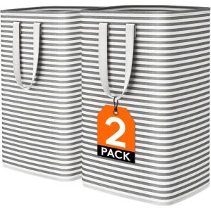 imageLifewit 3 Pack Laundry Hamper Large Collapsible Laundry Baskets Freestanding Waterproof Clothes Hamper with Easy Carry Handles in Laundry Room Bedroom Bathroom College Dorm for Adults Black 3 x 80LBlack