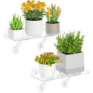 imageLifewit 6 Extra Wide amp Strong Window Plant Floating Shelves 2 Pack Heavy Duty Acrylic Suction Cup Shelf Window Sill Extender for Succulent Plants Micro Greens Seed Starter Pots Herb Planters2