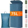 imageLifewit 65L Slim Laundry Basket with Lid Narrow Large Laundry Hamper with Plastic Handles and Removable Bag Tall Foldable Dirty Clothes Hampers for Laundry Room Bedroom Bathroom Dorm PinkDark Blue