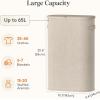 imageLifewit 65L Slim Laundry Basket with Lid Narrow Large Laundry Hamper with Plastic Handles and Removable Bag Tall Foldable Dirty Clothes Hampers for Laundry Room Bedroom Bathroom Dorm PinkBeige