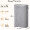 imageLifewit 65L Slim Laundry Basket with Lid Narrow Large Laundry Hamper with Plastic Handles and Removable Bag Tall Foldable Dirty Clothes Hampers for Laundry Room Bedroom Bathroom Dorm PinkGray