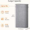 imageLifewit 65L Slim Laundry Basket with Lid Narrow Large Laundry Hamper with Plastic Handles and Removable Bag Tall Foldable Dirty Clothes Hampers for Laundry Room Bedroom Bathroom Dorm PinkGray