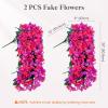 imageLifewit Artificial Bougainvillea Flowers 2 PCS Plastic Long Trailing Vines Fake Flowers for Outdoor Indoor Garden Porch Patio Balcony Decor UV Resistant Hot PinkPurple  Hot Pink