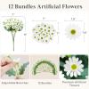 imageLifewit Artificial Flowers Daisy for Outdoor Indoor 6 Bundles Plastic Fake Flowers Mums for Home Garden Decor Porch Window Box Faux Realistic Plants with UV ResistantYellowWhite
