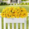 imageLifewit Artificial Flowers Daisy for Outdoor Indoor 6 Bundles Plastic Fake Flowers Mums for Home Garden Decor Porch Window Box Faux Realistic Plants with UV ResistantYellowYellow
