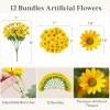 imageLifewit Artificial Flowers Daisy for Outdoor Indoor 6 Bundles Plastic Fake Flowers Mums for Home Garden Decor Porch Window Box Faux Realistic Plants with UV ResistantYellowYellow