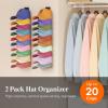 imageLifewit WallMounted Hat Organizer 20 Baseball Caps Storage with Elastic Clamp Each Holds 10 OvertheDoor Hat Rack Dual Installation with Nails or Adhesive Closet Cap Holder Black 2Pack2