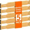 imageLifewit 236 High 5 Pack Bamboo Drawer Dividers 14222 Expandable Kitchen Drawer Dividers Adjustable Drawer Dividers for Clothes Drawer Separators for Dresser Kitchen Bedroom Bathroom
