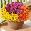imageLifewit Artificial Flowers Daisy for Outdoor Indoor 6 Bundles Plastic Fake Flowers Mums for Home Garden Decor Porch Window Box Faux Realistic Plants with UV ResistantYellow3 Mix Coloryellow Orange Red