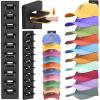 imageLifewit WallMounted Hat Organizer 20 Baseball Caps Storage with Elastic Clamp Each Holds 10 OvertheDoor Hat Rack Dual Installation with Nails or Adhesive Closet Cap Holder Black 2Pack2