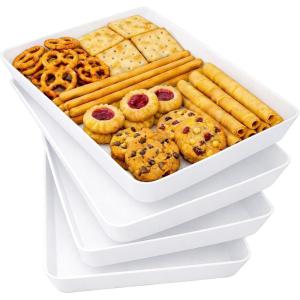 imageLifewit Extra Large Plastic Serving Trays 16 x 12 Reusable Food Serving Platters White Catering Trays for Parties Buffet Snacks Fruit Appetizers amp Charcuterie BPAFree Set of 44