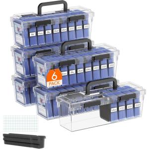 imageLifewit Trading Card Storage Index Card Holder Reinforced Latch Box with 8 Adjustable Dividers Writable Labels Stackable Case Fit for MTG Sports Cards up to 900 Unsleeve180 with Toploader 2 PCS6