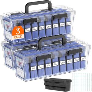 imageLifewit Trading Card Storage Index Card Holder Reinforced Latch Box with 8 Adjustable Dividers Writable Labels Stackable Case Fit for MTG Sports Cards up to 900 Unsleeve180 with Toploader 2 PCS3
