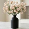 imageLifewit 5 Pcs Beige Artificial Flower for Vase Faux Silk Mums Ball with Long Stems for Home Decor Wedding Bulk Fake Small Chrysanthemums for Floral Arrangement Pom Pom for Bouquets CenterpiecesBeige