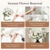 imageLifewit 5 Pcs Beige Artificial Flower for Vase Faux Silk Mums Ball with Long Stems for Home Decor Wedding Bulk Fake Small Chrysanthemums for Floral Arrangement Pom Pom for Bouquets CenterpiecesWhite