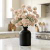 imageLifewit 5 Pcs Beige Artificial Flower for Vase Faux Silk Mums Ball with Long Stems for Home Decor Wedding Bulk Fake Small Chrysanthemums for Floral Arrangement Pom Pom for Bouquets CenterpiecesBeige