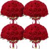 imageLifewit 50 Pcs Red Artificial Roses Flowers in Bulk Fake Long Stem Silk Roses for DIY Wedding Bouquets Centerpieces Arrangements Valentine DecorationsRed