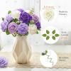 imageLifewit Artificial Flowers 50 Pcs Dark Red Foam Real Looking Roses with Stems Fake Roses for DIY Wedding Bouquets Centerpieces Arrangements Valentine DecorationsIvory  Purple Mix