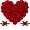 imageLifewit Artificial Flowers 50 Pcs Dark Red Foam Real Looking Roses with Stems Fake Roses for DIY Wedding Bouquets Centerpieces Arrangements Valentine DecorationsDark Red