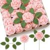 imageLifewit Artificial Flowers 50 Pcs Dark Red Foam Real Looking Roses with Stems Fake Roses for DIY Wedding Bouquets Centerpieces Arrangements Valentine DecorationsBlush