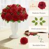 imageLifewit Artificial Flowers 50 Pcs Dark Red Foam Real Looking Roses with Stems Fake Roses for DIY Wedding Bouquets Centerpieces Arrangements Valentine DecorationsDark Red