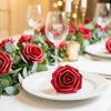 imageLifewit Artificial Flowers 50 Pcs Dark Red Foam Real Looking Roses with Stems Fake Roses for DIY Wedding Bouquets Centerpieces Arrangements Valentine DecorationsDark Red