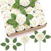 imageLifewit Artificial Flowers 50 Pcs Dark Red Foam Real Looking Roses with Stems Fake Roses for DIY Wedding Bouquets Centerpieces Arrangements Valentine DecorationsIvory