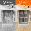 imageLifewit Magnetic Drawer Knife Organizers Insert Kitchen Plastic In Drawer Knife Block Slots Steak Chefs Knives Holder Storage Sets for 12 Knives and 1 Sharpening Steel Large BlackGray