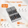 imageLifewit Magnetic Drawer Knife Organizers Insert Kitchen Plastic In Drawer Knife Block Slots Steak Chefs Knives Holder Storage Sets for 12 Knives and 1 Sharpening Steel Large BlackGray